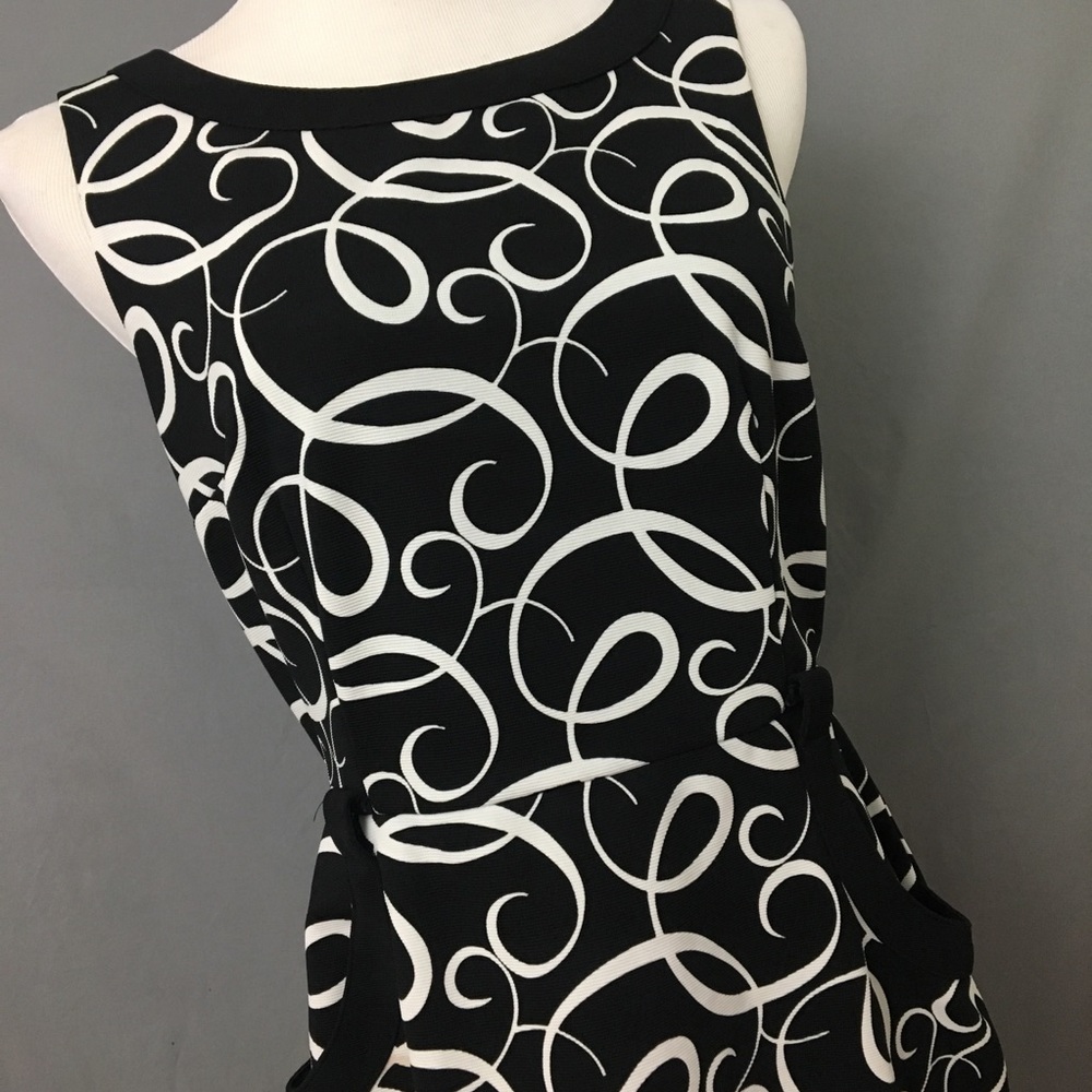 Mod summer dress black white swirl sz 12